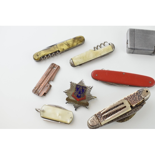 29 - A collection of vintage penknives (of note two German, Swiss style knives) a Shropshire Fire Brigade... 