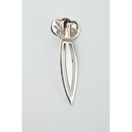 42 - Contemporary silver bookmark with an elephant's head finial.