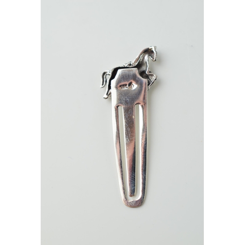 44 - Contemporary silver bookmark with a horse finial.