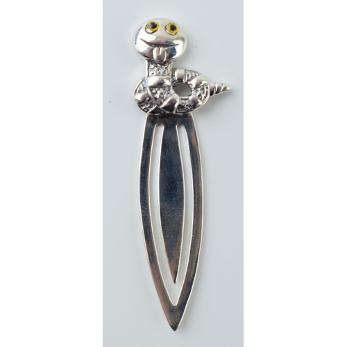 45 - Contemporary silver bookmark with a snake finial.