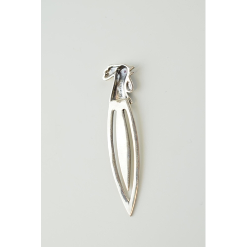 46 - Contemporary silver bookmark with a cockerel finial.