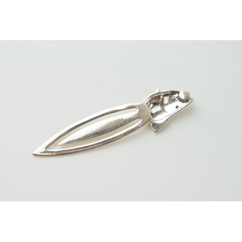 47 - Contemporary silver bookmark with a fish finial.