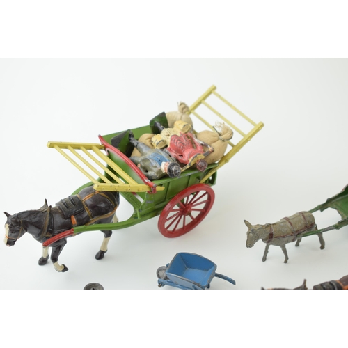 56 - A collection of pre-war Britains hollow cast 'Civilian' lead figures to include Tumbrel Cart, Meccan... 