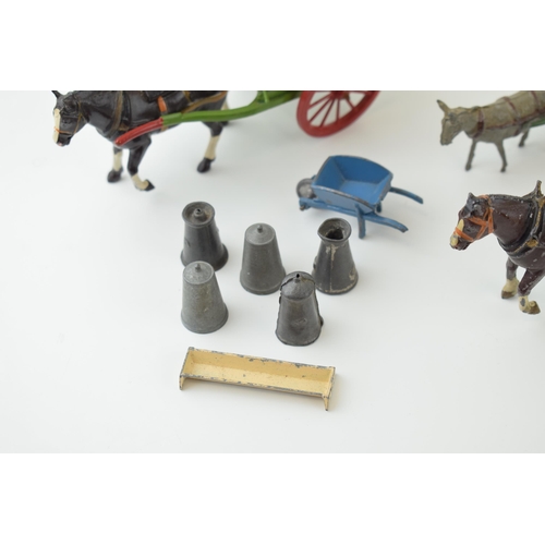 56 - A collection of pre-war Britains hollow cast 'Civilian' lead figures to include Tumbrel Cart, Meccan... 