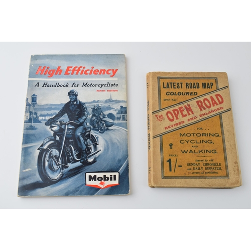 58 - Mobil advertising 'A Handbook for Motorcyclists' c1950s together with 'Open Road' Latest Road Map bo... 