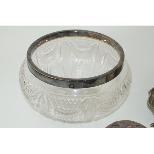 64 - A quantity of silver and silver-plated items to include two silver topped bottes and a silver topped... 