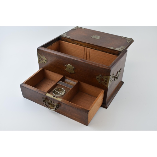 65 - A sliding smoking compendium box with pull out draw that operates sliding lid mechanism. Ash tray, m... 