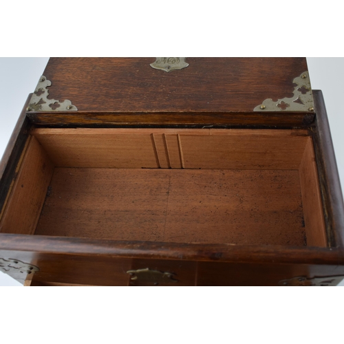 65 - A sliding smoking compendium box with pull out draw that operates sliding lid mechanism. Ash tray, m... 