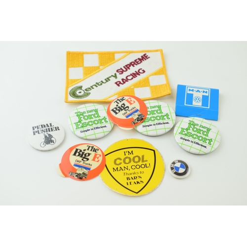 66 - A collection of vintage badges and patches relating to the 'Ford Escort', 'DAF Trucks', 'Century Sup... 