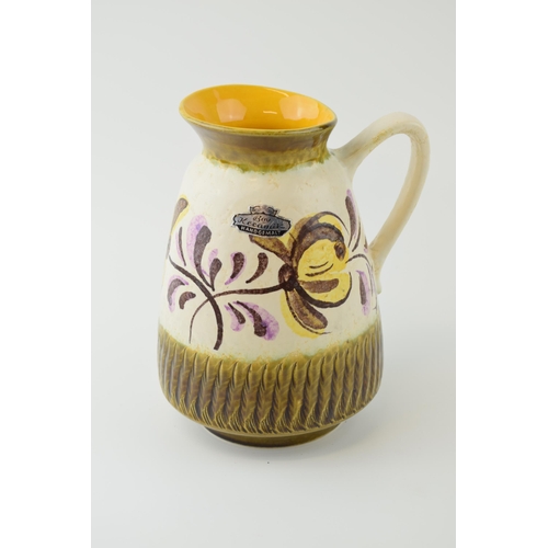 69 - West German Ceramic 296 - 20 'Bay Keramik Handgemalt' jug. cream and olive green ground with mustard... 