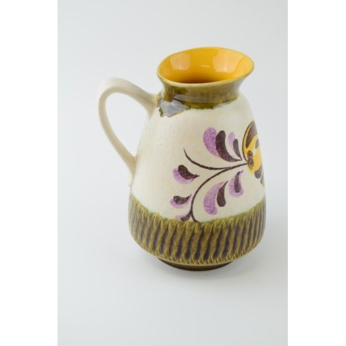 69 - West German Ceramic 296 - 20 'Bay Keramik Handgemalt' jug. cream and olive green ground with mustard... 