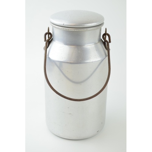 71 - Vintage 'Diamond' aluminium small milk churn / container with steel handle. Marked 'British Made' to... 