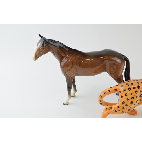 73 - Beswick brown imperial horse with a leopard (tail af) (2).