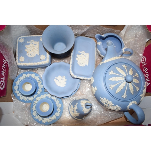 8 - Wedgwood Jasperware blue items to include 5