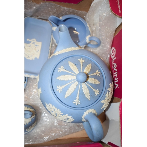 8 - Wedgwood Jasperware blue items to include 5