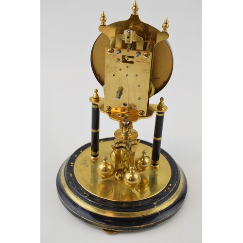 216 - An Anniversary clock by Kundo, Made in West Germany, brass base with hand-painted floral decoration ... 