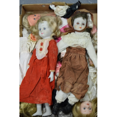 223 - A collection of vintage dolls and toys. (Qty) 2 Trays.