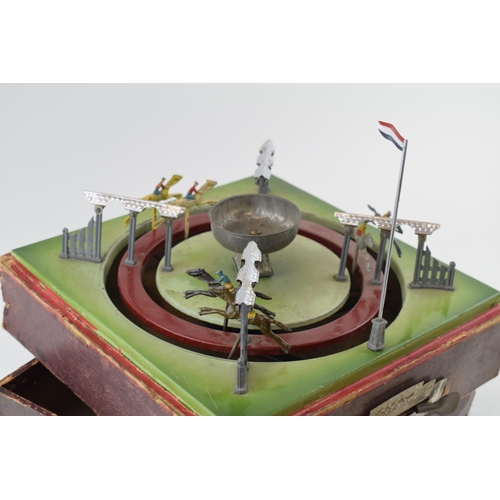 232 - 20th century French two-track horse racing parlour game 'Jeu De Course' made by 'JeP', with painted ... 