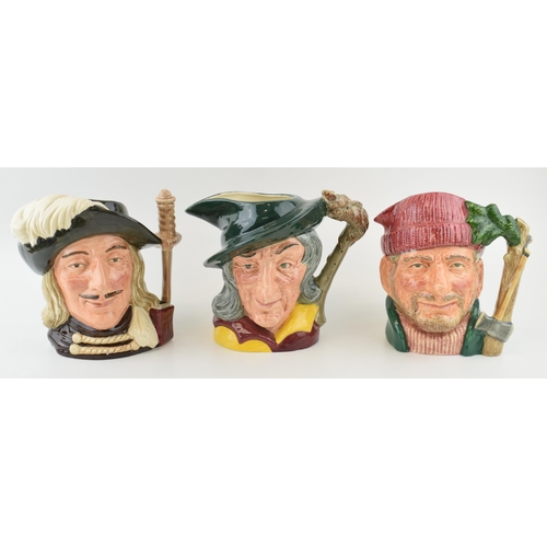 119 - Large Royal Doulton character jugs to include Aramis, the Lumberjack and the Pied Piper (3).