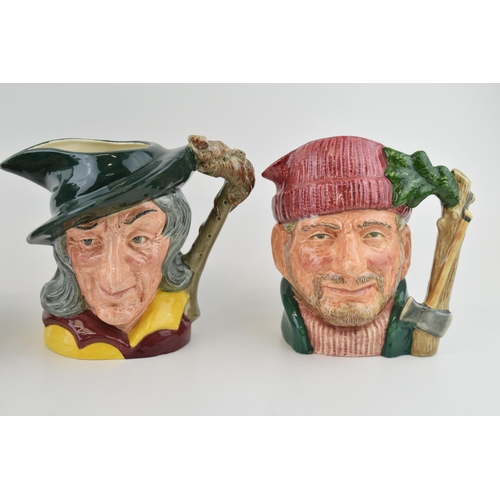 119 - Large Royal Doulton character jugs to include Aramis, the Lumberjack and the Pied Piper (3).