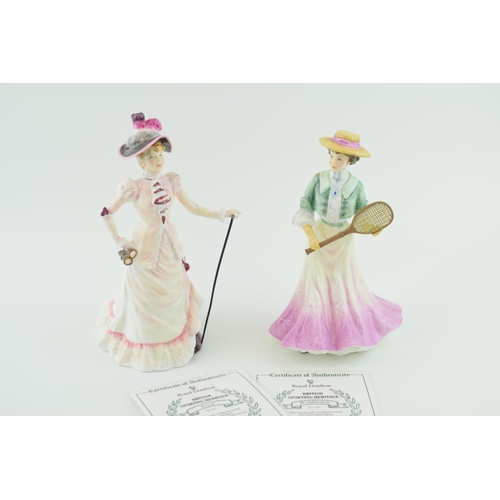 121 - Royal Doulton British Sporting Heritage figures to include Wimbledon HN3366 with cert and Ascot HN34... 