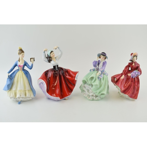 133 - Royal Doulton lady figures to include Top O'The Hill in green, Leading Lady, Karen (second) and Lila... 