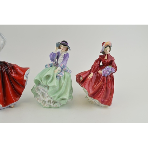 133 - Royal Doulton lady figures to include Top O'The Hill in green, Leading Lady, Karen (second) and Lila... 