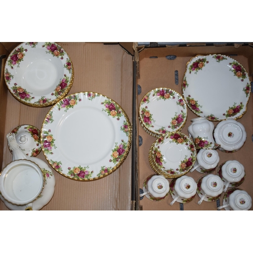 143 - Royal Albert 'Old Country Roses' dinner and tea ware to include tea pot, cream and sugar, six trios ... 