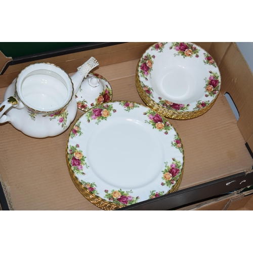 143 - Royal Albert 'Old Country Roses' dinner and tea ware to include tea pot, cream and sugar, six trios ... 