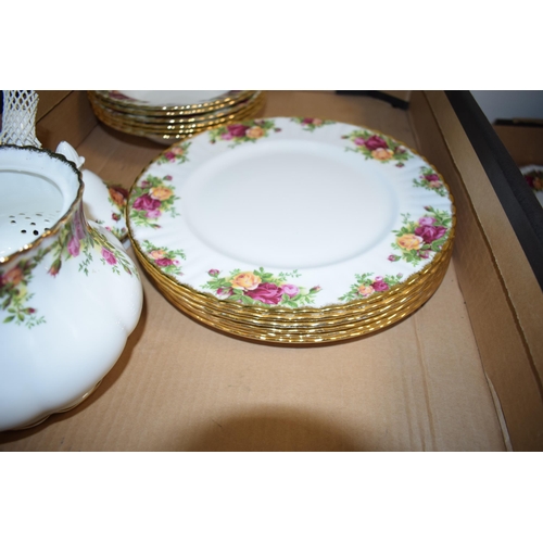 143 - Royal Albert 'Old Country Roses' dinner and tea ware to include tea pot, cream and sugar, six trios ... 