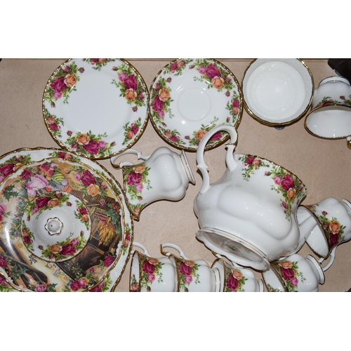 144 - Royal Albert Old Country Roses to include a teapot, cups, saucers and side plates, with others (Qty)... 