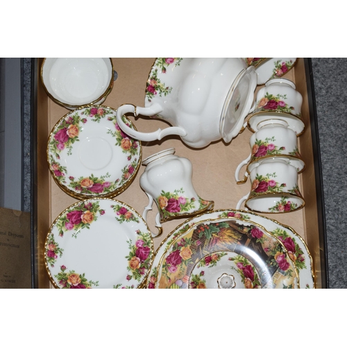 144 - Royal Albert Old Country Roses to include a teapot, cups, saucers and side plates, with others (Qty)... 