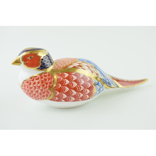 37 - Royal Crown Derby paperweight,  Pheasant, porcelain stopper with red Royal Crown Derby stamp, first ... 