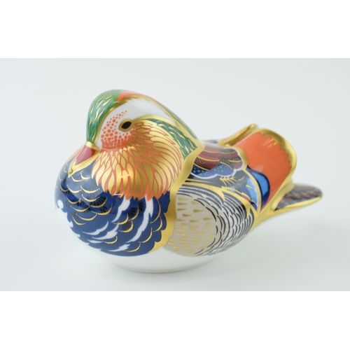 38 - Royal Crown Derby paperweight, Mandarin Duck, 12cm, date code for 1996 (LX), gold stopper and red Ro... 