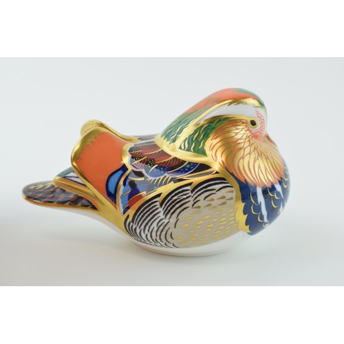 38 - Royal Crown Derby paperweight, Mandarin Duck, 12cm, date code for 1996 (LX), gold stopper and red Ro... 