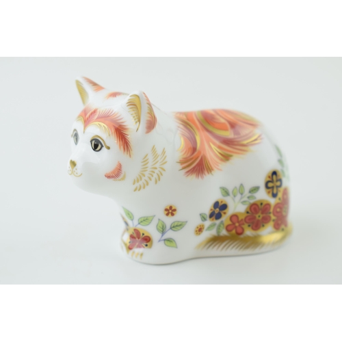 40 - Royal Crown Derby paperweight, Collectors Guild Exclusive Spice Kitten, gold stopper, red printed ma... 