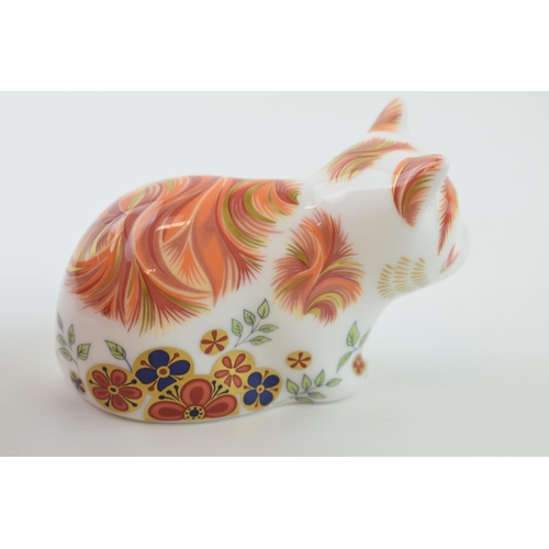 40 - Royal Crown Derby paperweight, Collectors Guild Exclusive Spice Kitten, gold stopper, red printed ma... 