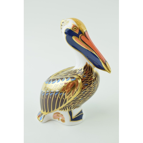 42 - Royal Crown Derby paperweight, Brown Pelican, 13cm high, gold stopper, red printed marks and Royal C... 