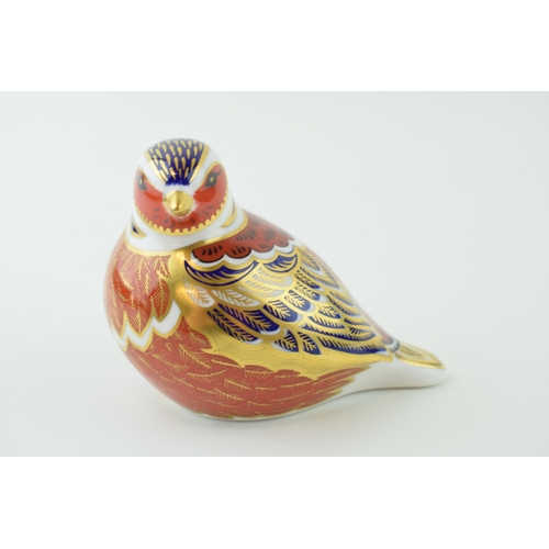 44 - Royal Crown Derby paperweight, Chaffinch, date code for 1989 (LII), gold  stopper and red Royal Crow... 