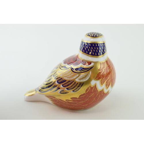 44 - Royal Crown Derby paperweight, Chaffinch, date code for 1989 (LII), gold  stopper and red Royal Crow... 