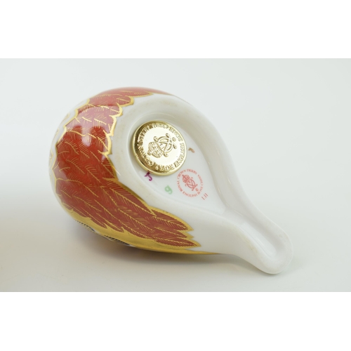 44 - Royal Crown Derby paperweight, Chaffinch, date code for 1989 (LII), gold  stopper and red Royal Crow... 