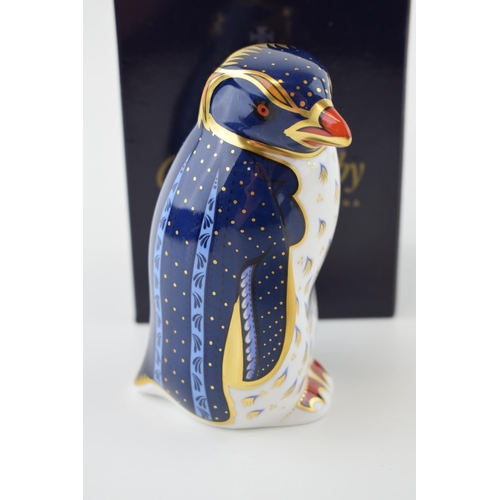 46 - Royal Crown Derby paperweight, Rockhopper Penguin, 21st year anniversary edition with special heptag... 