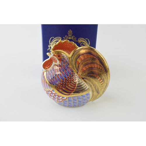 55 - Royal Crown Derby paperweight, Cockerel, 9.5cm high, date code for 1992 (LV), gold stopper, Royal Cr... 