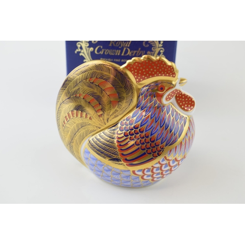 55 - Royal Crown Derby paperweight, Cockerel, 9.5cm high, date code for 1992 (LV), gold stopper, Royal Cr... 