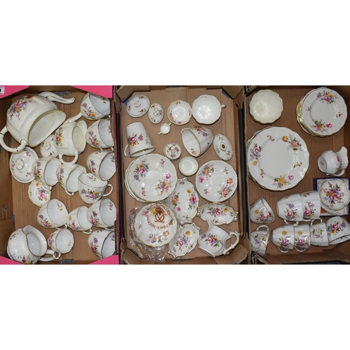 57 - A large collection of Royal Crown Derby tea ware and similar in the Derby Posies pattern to include ... 