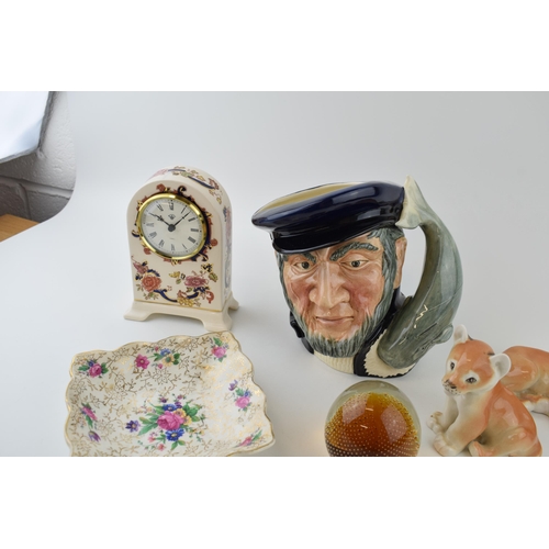 61 - A mixed collection of ceramics to include Royal Doulton Captain Ahab. D.6500, Mason's Mandalay Clock... 