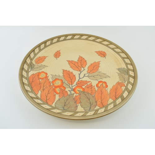 70 - Charlotte Rhead 'Autumn Leaves' pattern charger / plate for Crown Ducal. Tube lined Art Deco design ... 