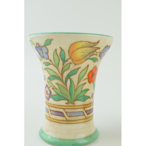 72 - Charlotte Rhead Bursley Ware tube lined vase and ewer. Height 34cm.