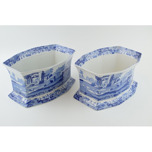 78 - A pair of Spode Blue Italian double planters, octagonal, 26cm wide (2).