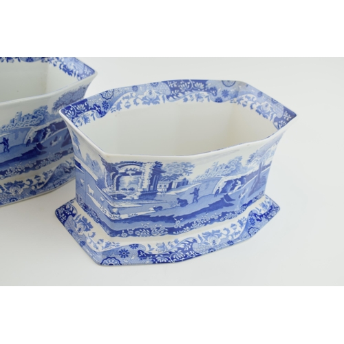 78 - A pair of Spode Blue Italian double planters, octagonal, 26cm wide (2).